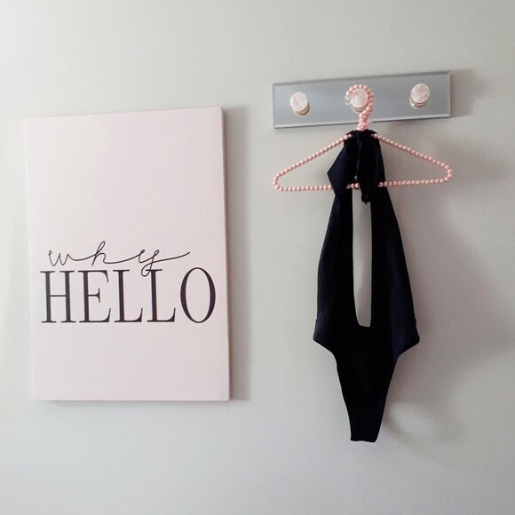 NWT Kendall & Kylie black plunging neckline halter self-tie one piece swimsuit - Picture 7 of 7